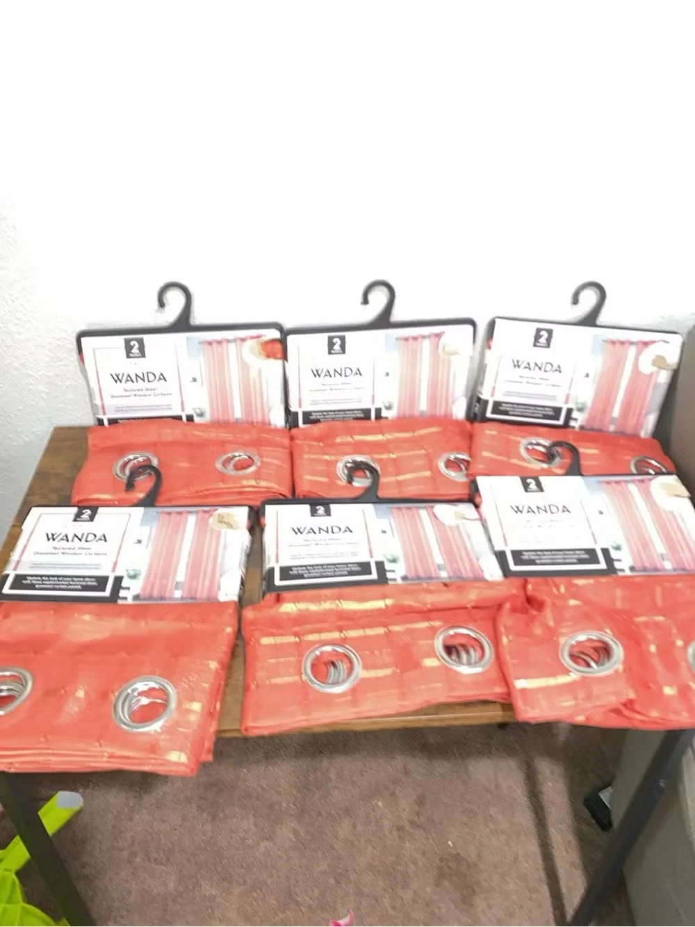 Wanda Orange Grommet Curtain Panels - Set of 8